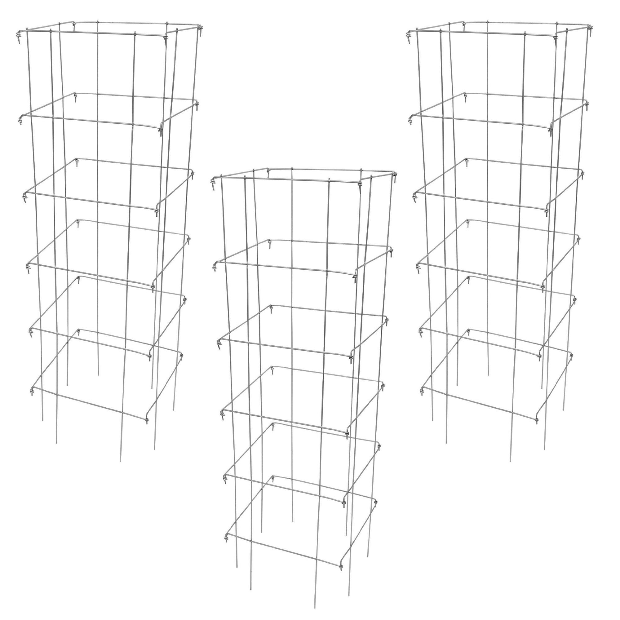 Garden Elements Square 8-Leg Heavy-Duty Collapsible Tomato Cages, 48in (Pack of 3)