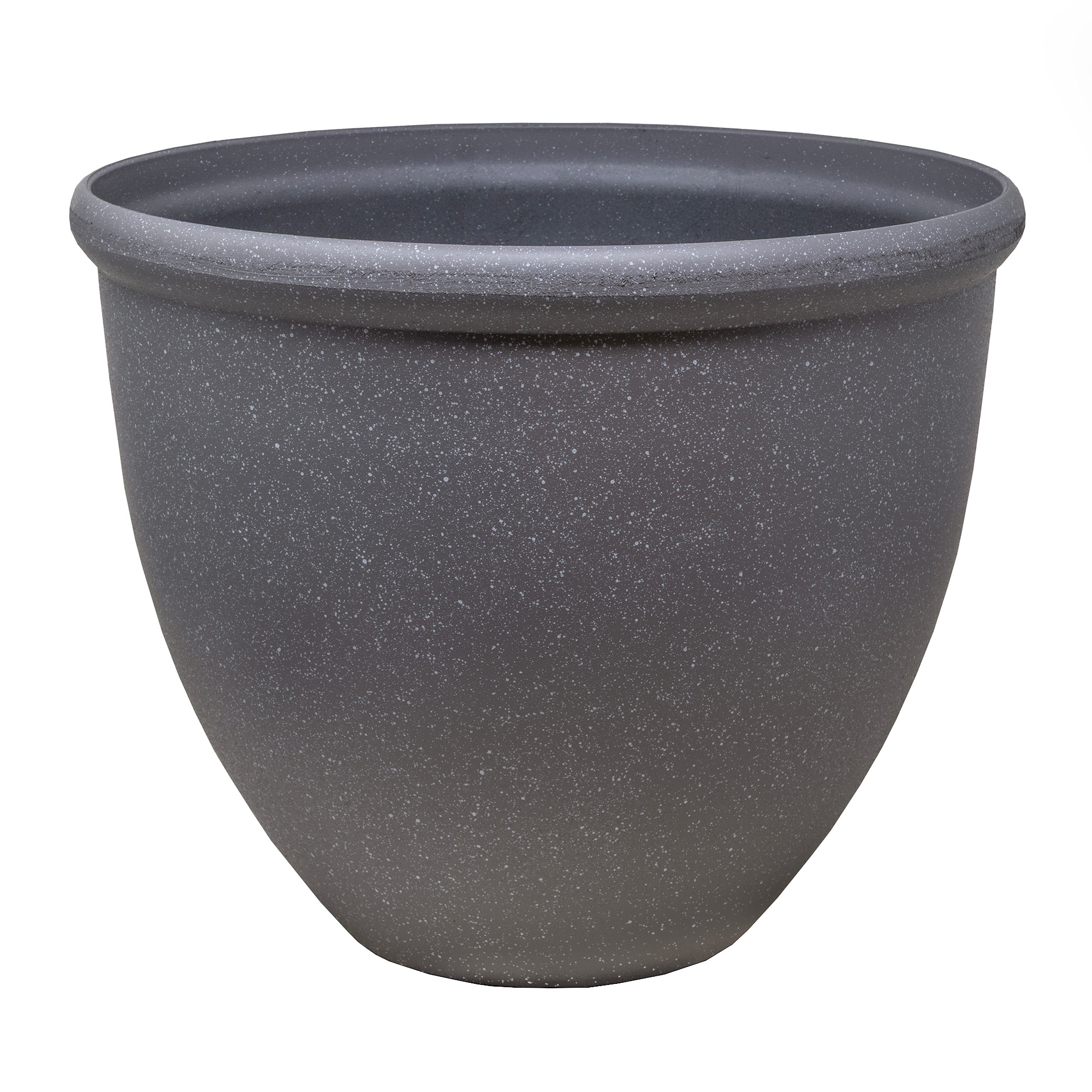 Garden Elements TerraStone Classic Smooth Round Planter, Greystone, 14in