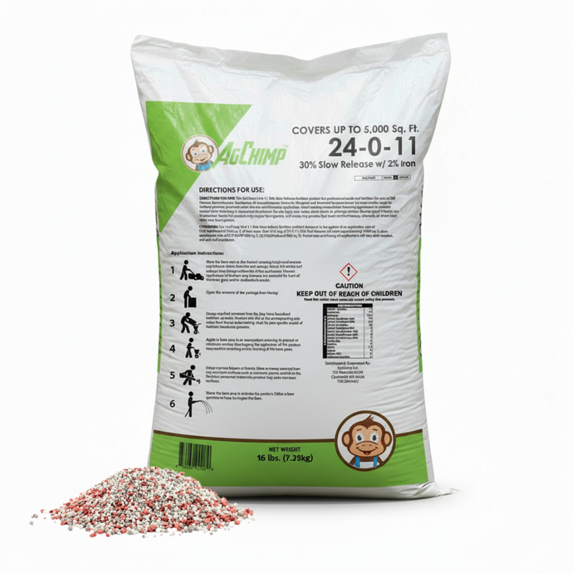 AgChimp 24-0-11 Professional Lawn Maintenance Fertilizer, 16lbs, 5,000 sq ft