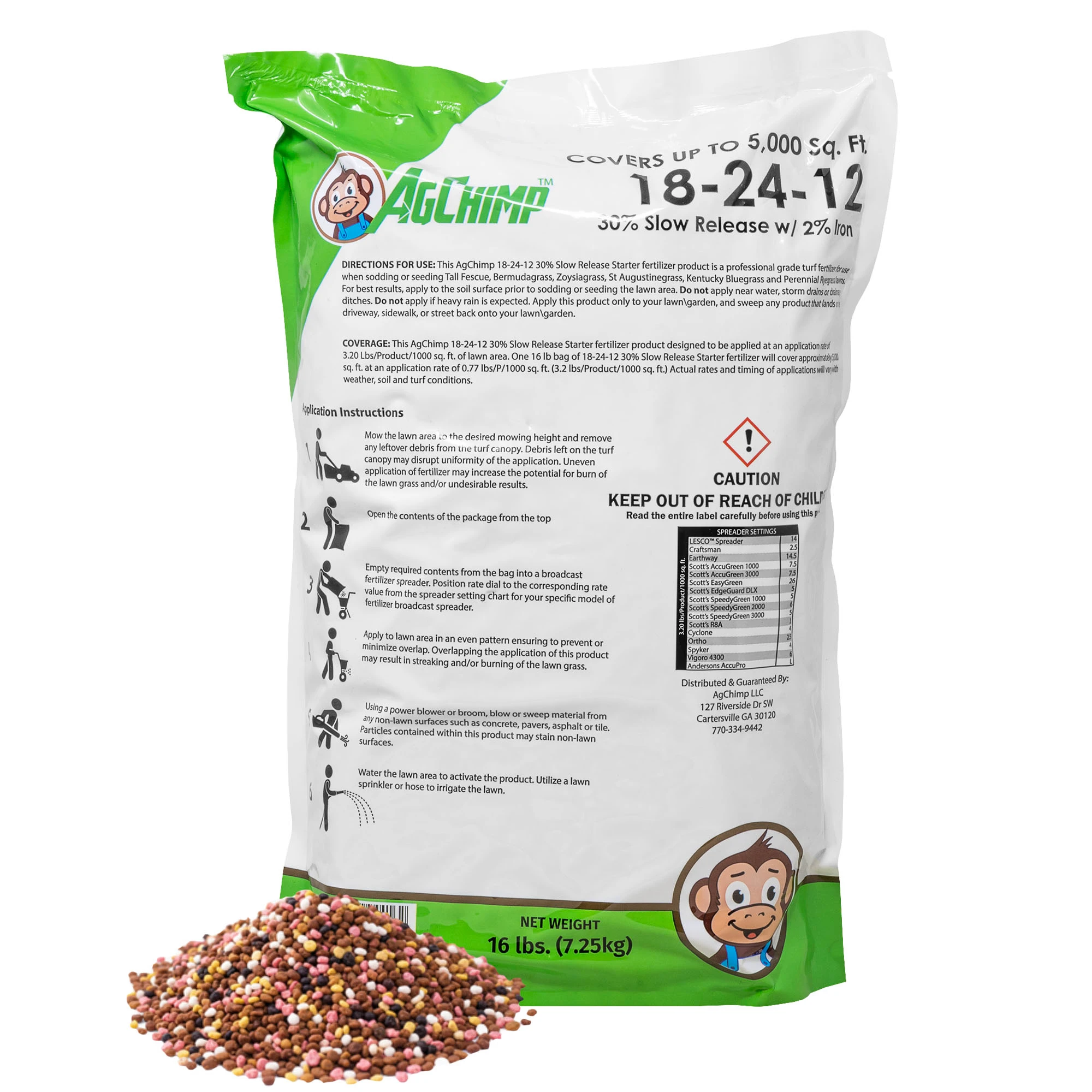 AgChimp 18-24-12 Professional Turf Starter Fertilizer, 16lbs
