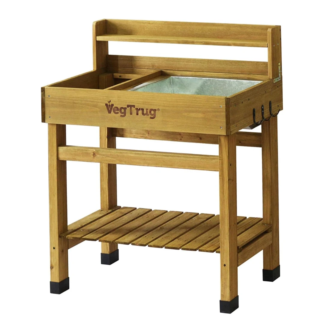 VegTrug Deluxe Cedar Potting Bench for Everyday Gardening, Natural