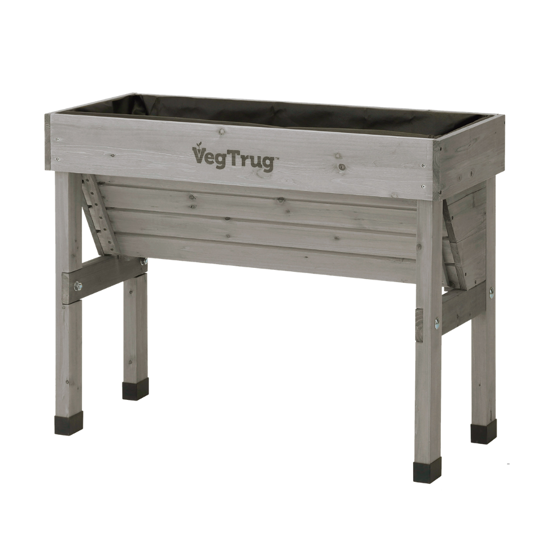 VegTrug Wall Hugger Cedar Wood Raised Garden Planter, Grey Wash, Small 1m
