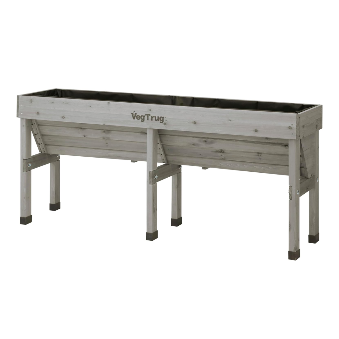 VegTrug Wall Hugger Cedar Wood Raised Garden Planter, Grey Wash, Medium 1.8m