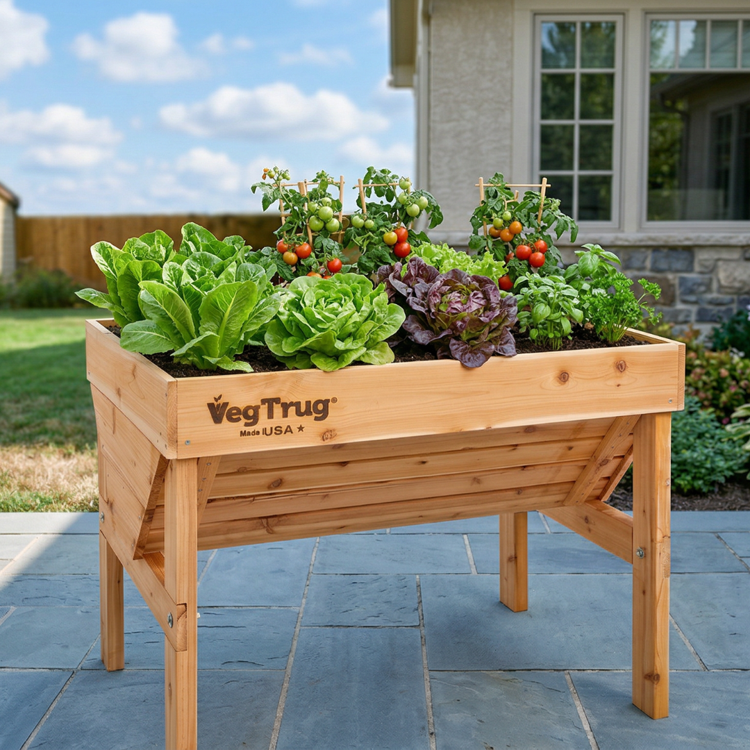 VegTrug Classic Raised Bed Uncoated Red Cedar Wood Planter, Natural, Small 1m - Made in USA
