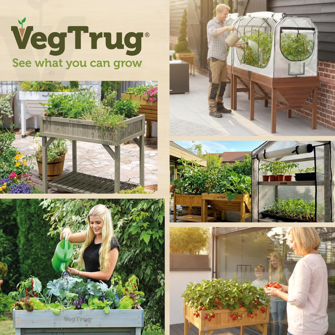VegTrug Custom Herb Garden Cedar Wood Planter Box, Natural