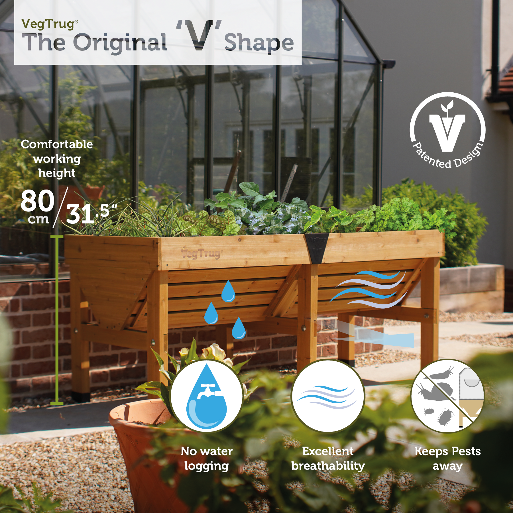 VegTrug Classic Raised Bed Cedar Wood Planter with Segmented Design, Natural, Medium 1.8m