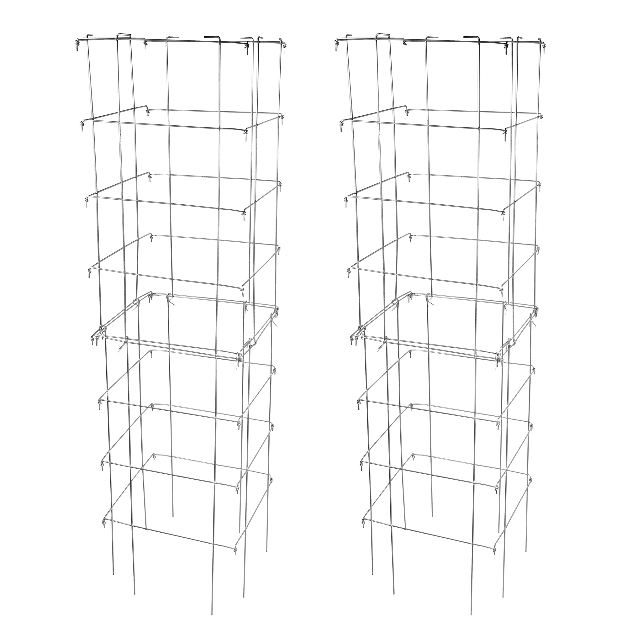 Garden Elements Square 8-Leg Heavy-Duty Collapsible Tomato Cages, 67in (Pack of 2)