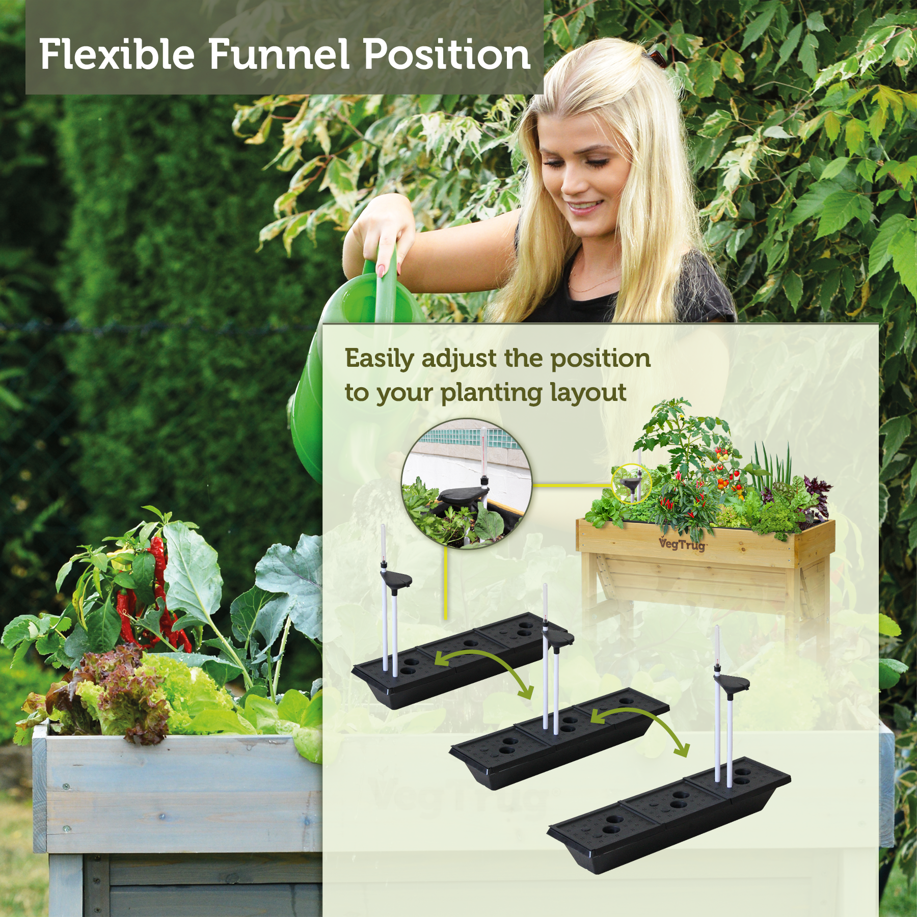 VegTrug  Self Watering Kit for Wall Hugger Small 1m Raised Bed, Black