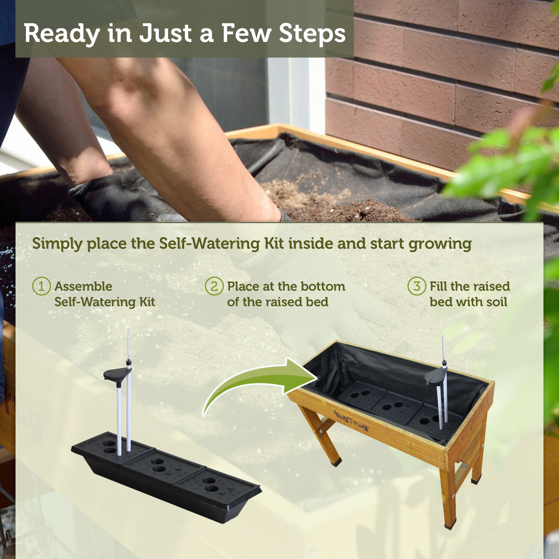 VegTrug  Self Watering Kit for Wall Hugger Small 1m Raised Bed, Black