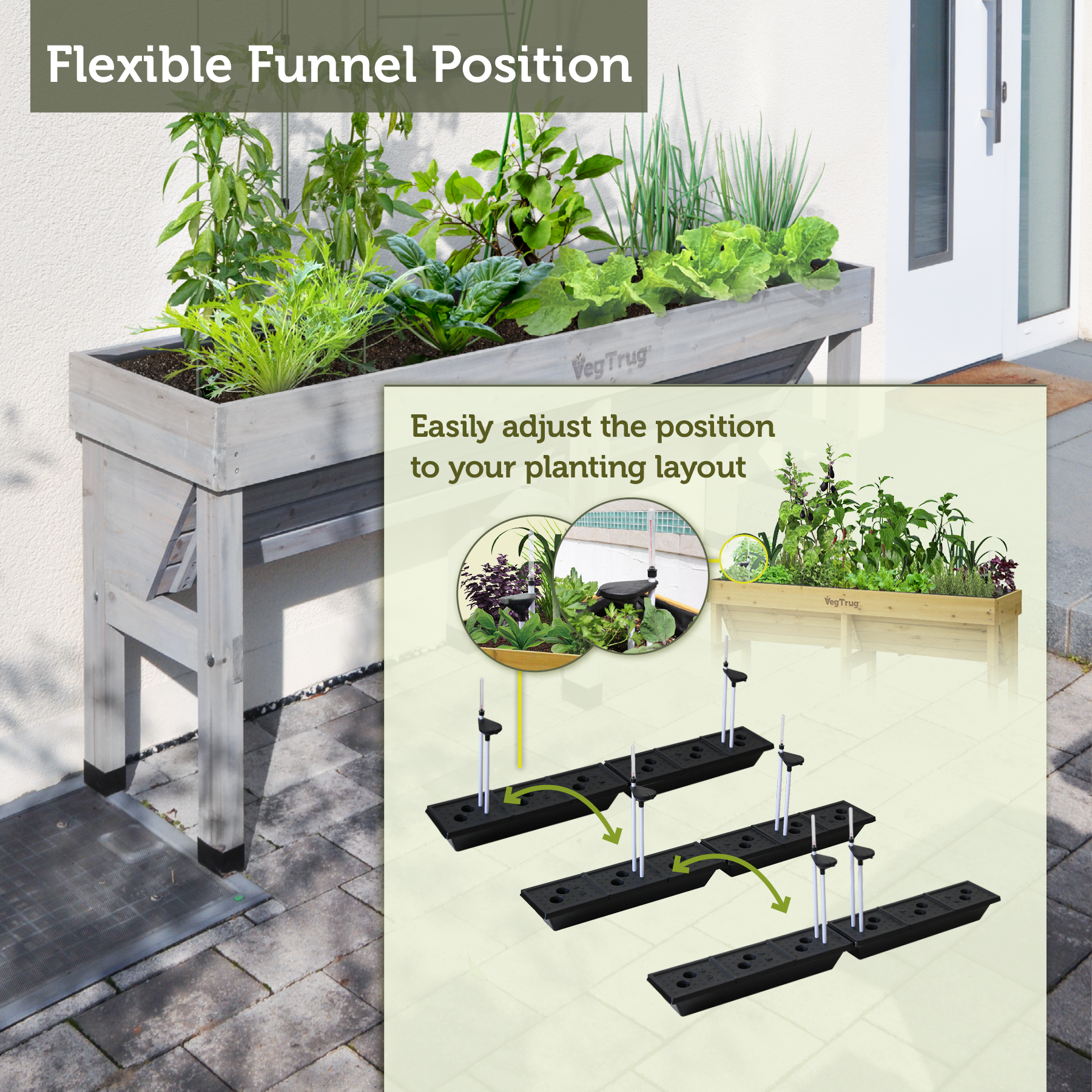 VegTrug  Self Watering Kit for Wall Hugger Medium 1.8m Raised Bed, Black