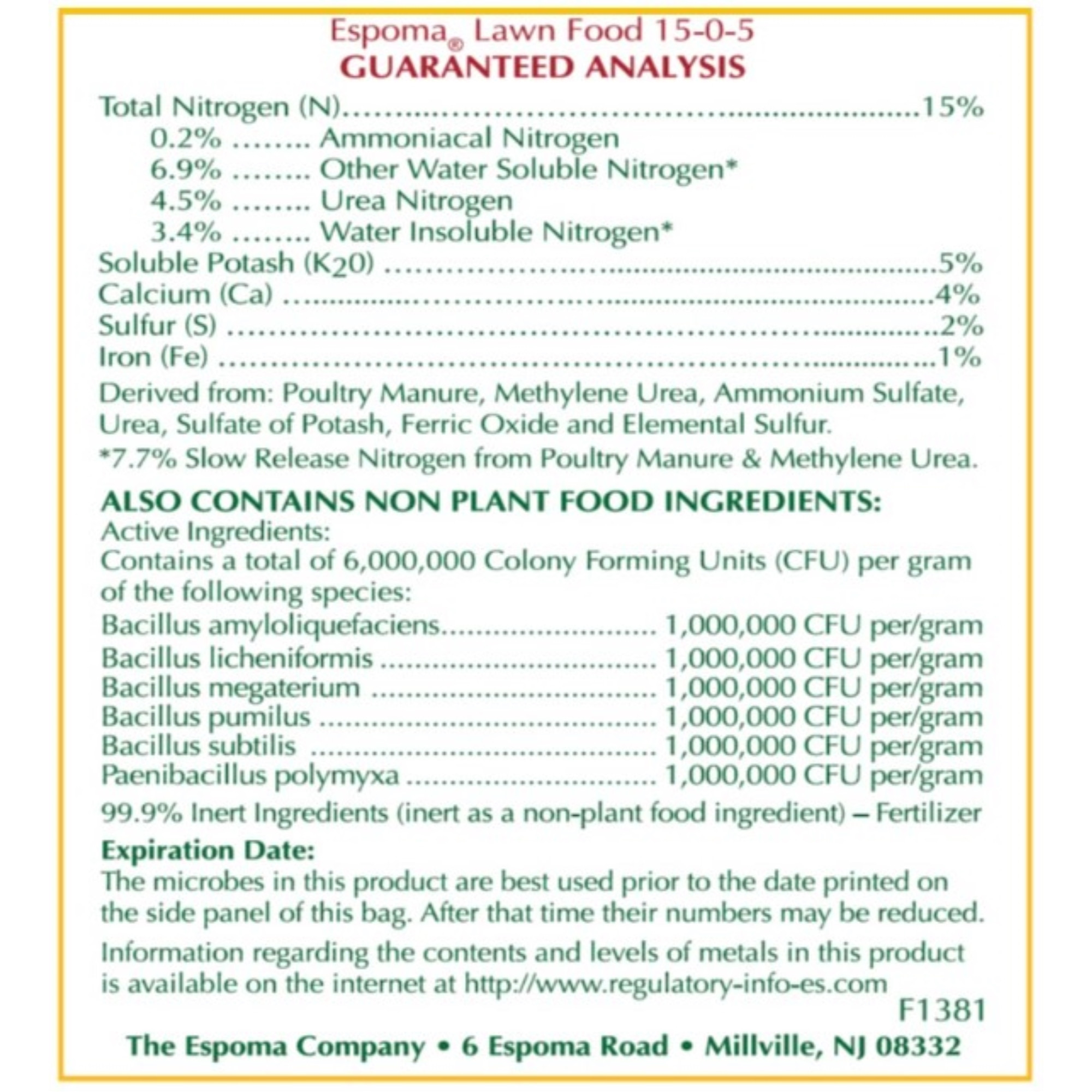 Espoma 15-0-5 All-Purpose Lawn Food with Bio-tone for All Seasons, 40lbs