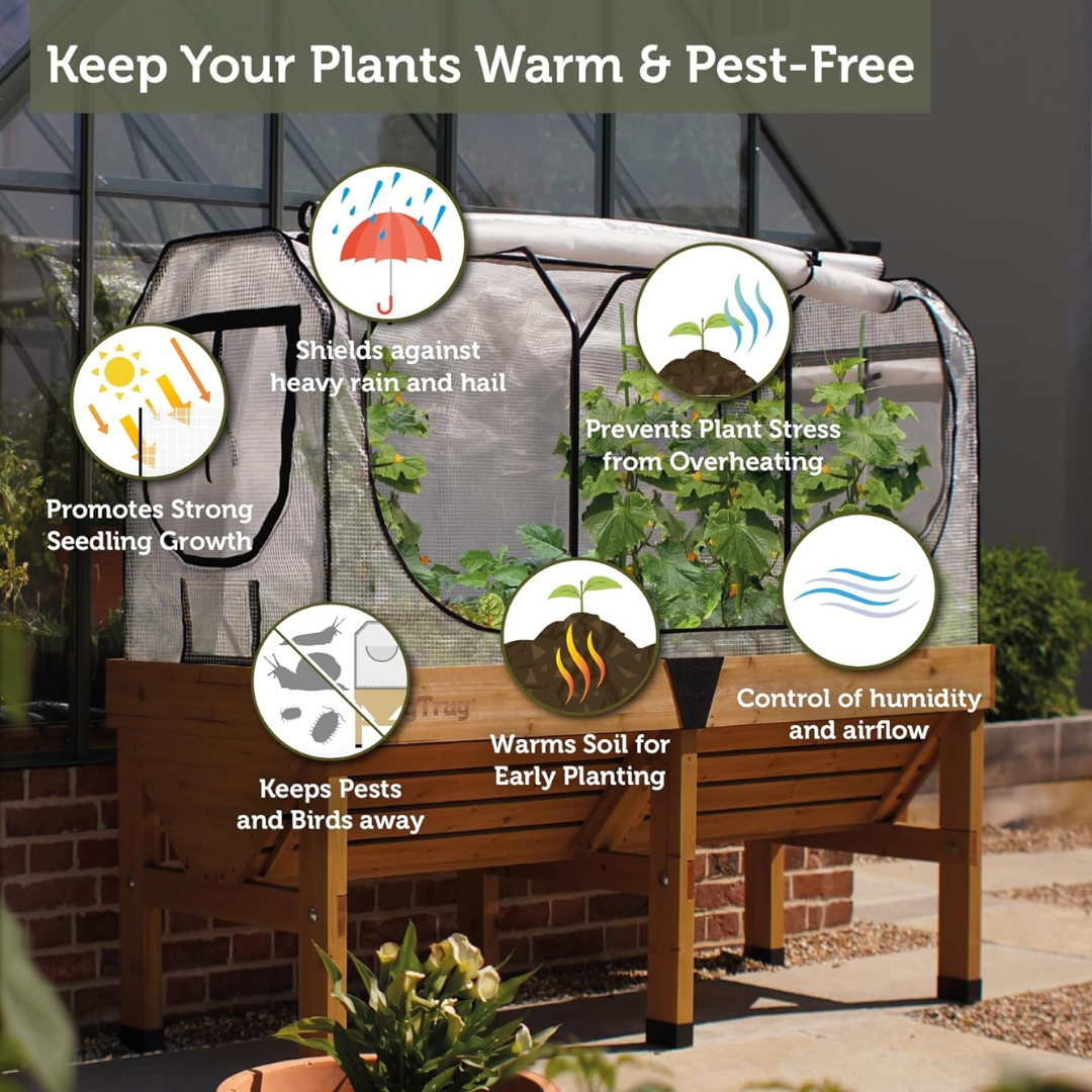 VegTrug Greenhouse Frame & Multi-Cover Set for Classic Medium 1.8m Raised Bed, White