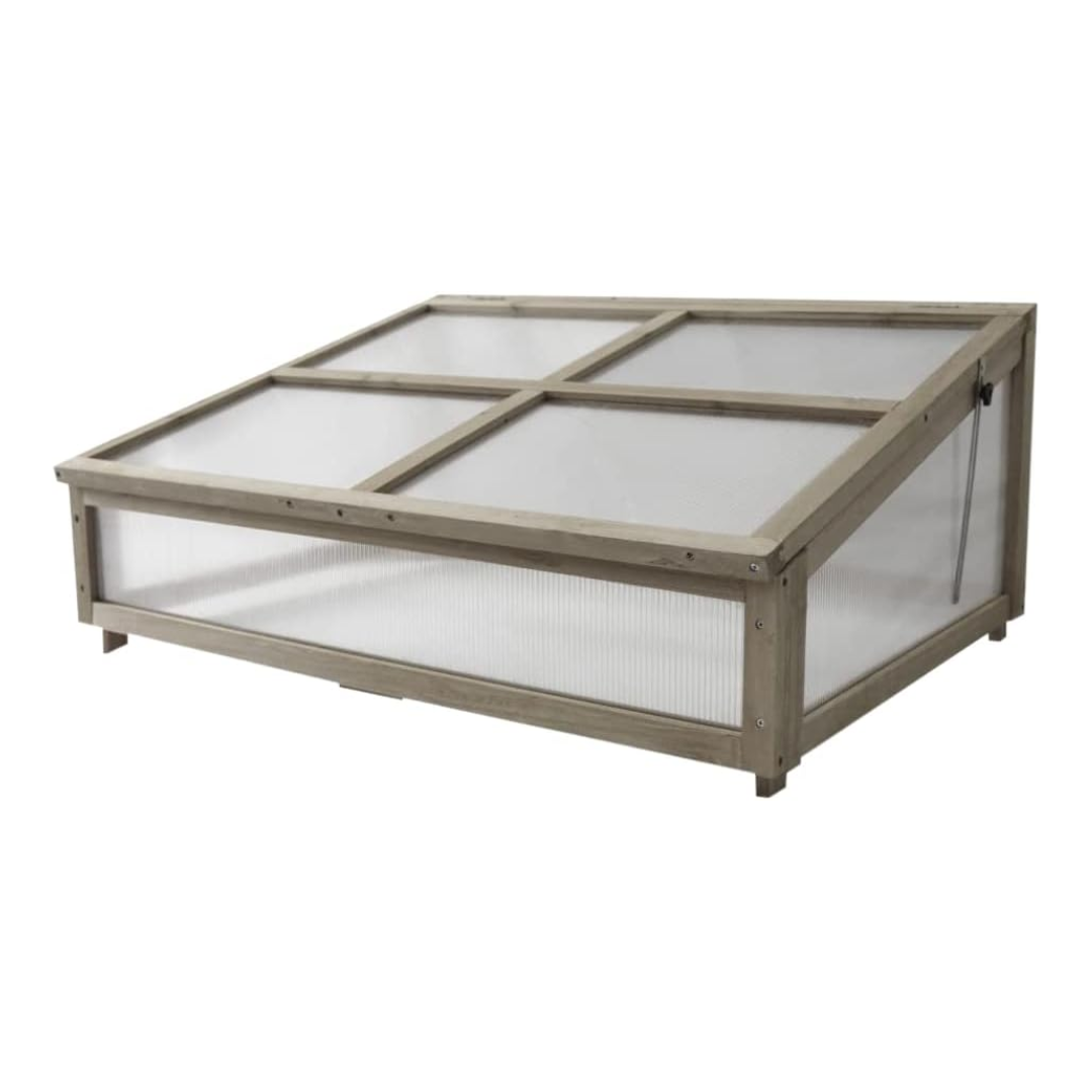 VegTrug Wooden Cold Frame for Classic Small 1m Raised Bed, Grey Wash