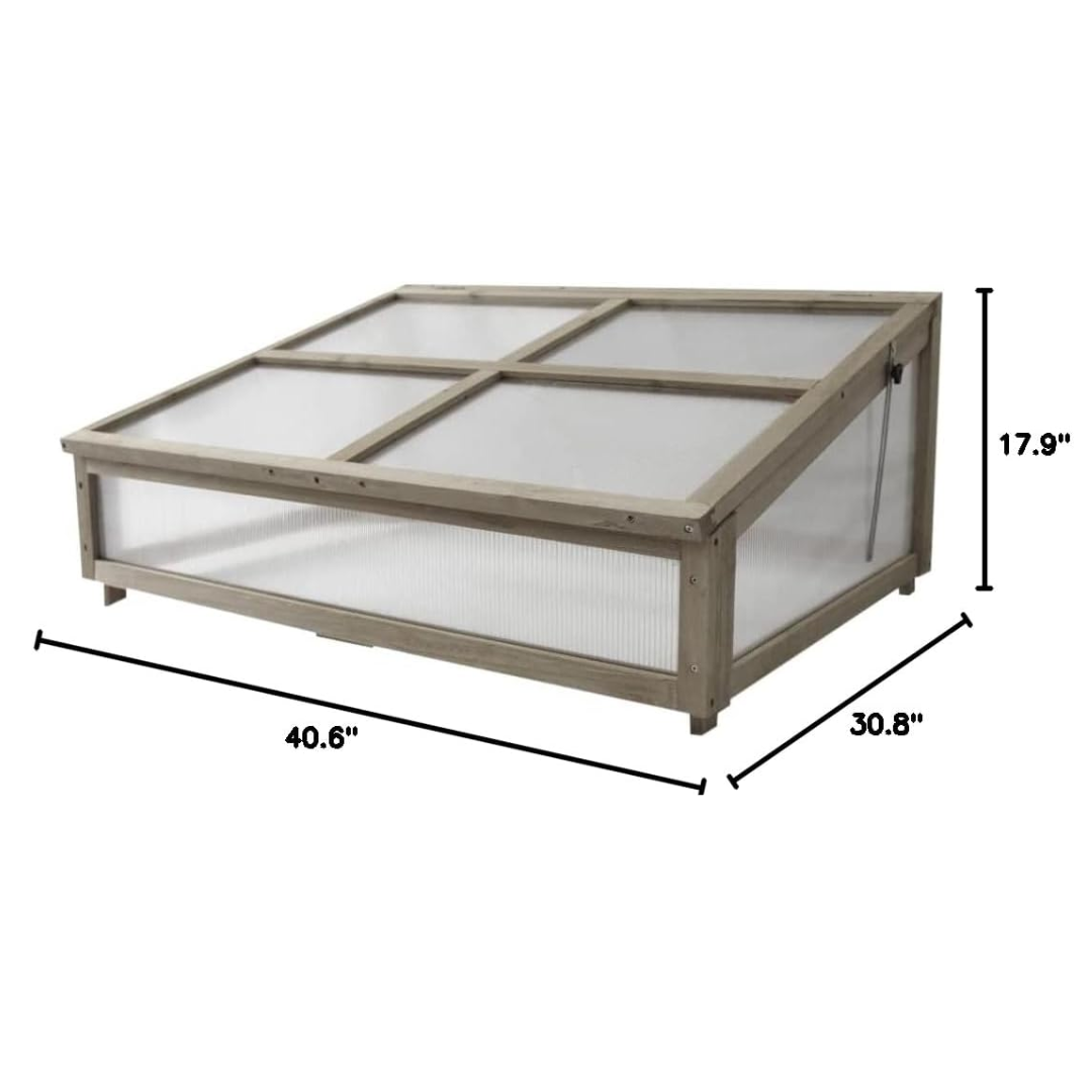 VegTrug Wooden Cold Frame for Classic Small 1m Raised Bed, Grey Wash