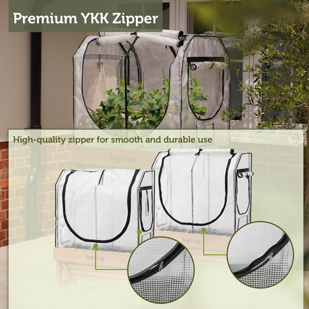 VegTrug Greenhouse Frame & Multi-Cover Set for Wall Hugger Small 1m Raised Bed, White