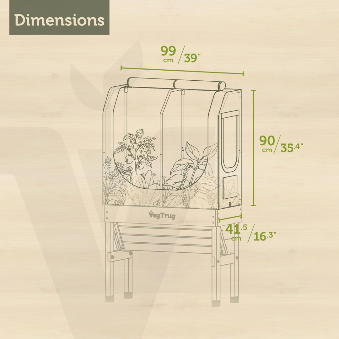 VegTrug Greenhouse Frame & Multi-Cover Set for Wall Hugger Small 1m Raised Bed, White