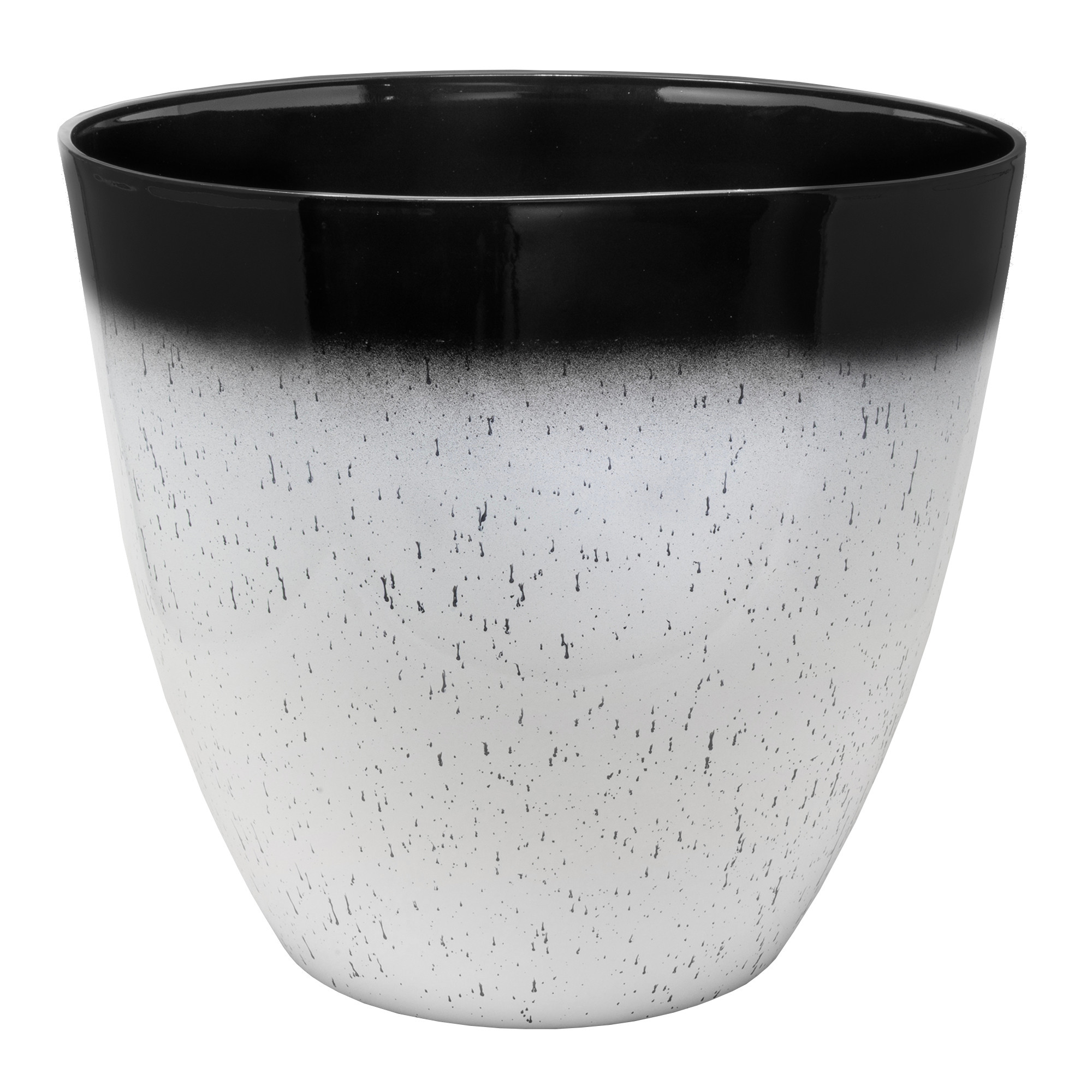 Garden Elements Silhouette Round Garden Planter, White & Black, 15in