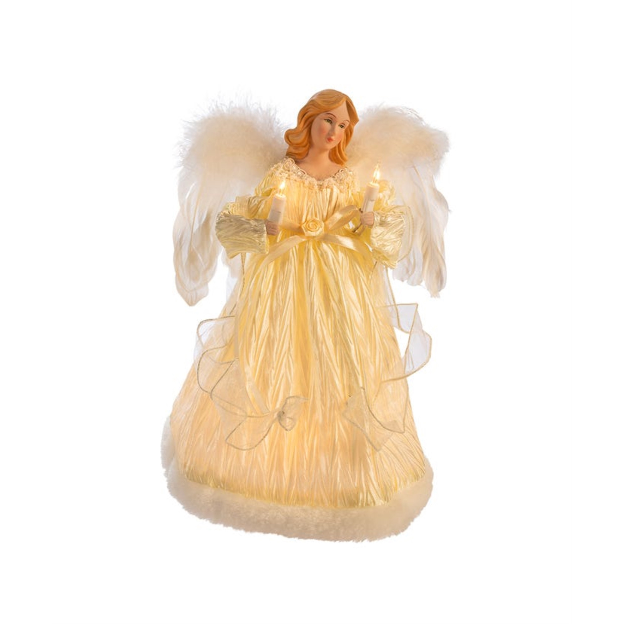 Kurt Adler 10-Light Angel Tree Topper, Ivory, 12"
