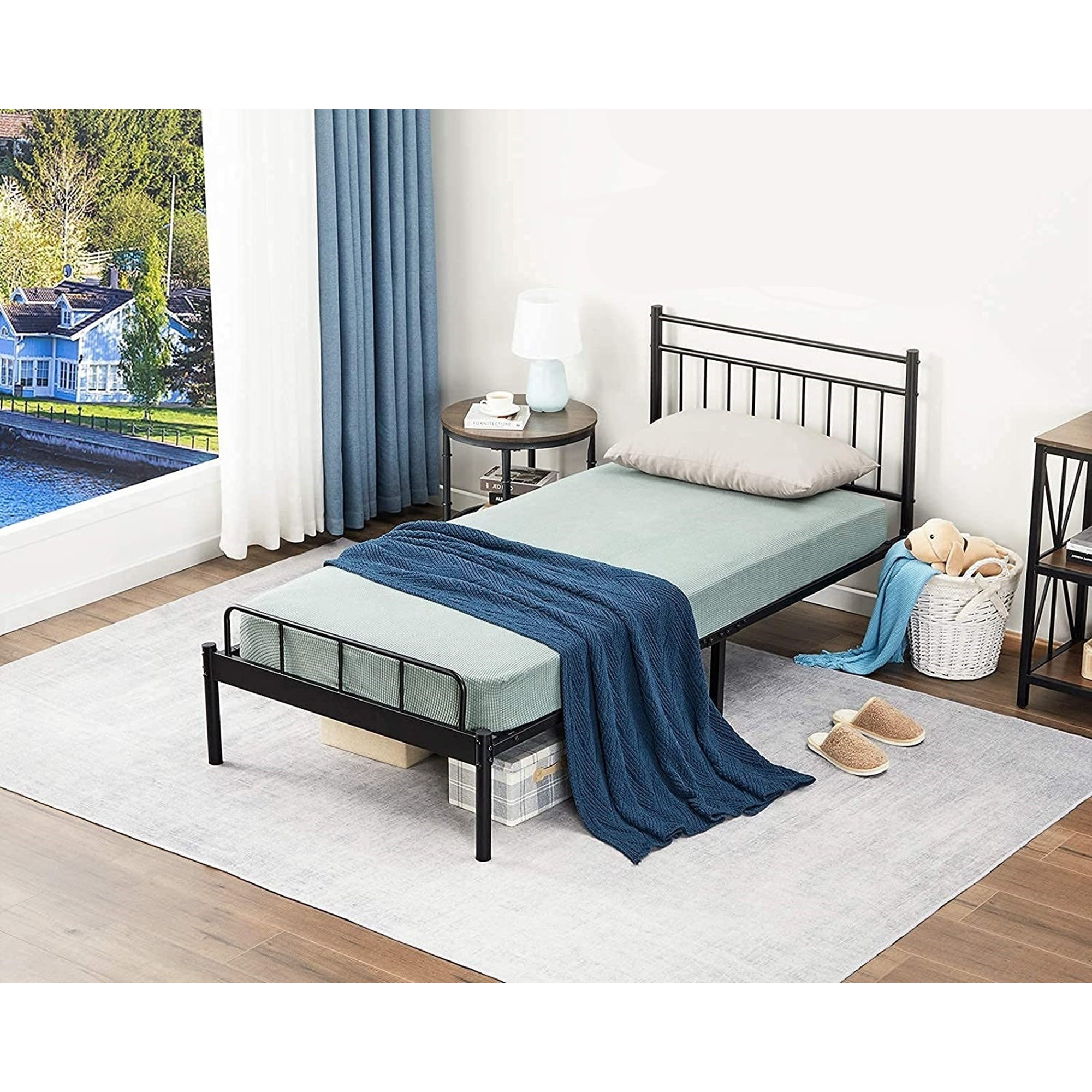 Garden Elements Luna Modern Metal Bed Frame with Underneath Storage Space
