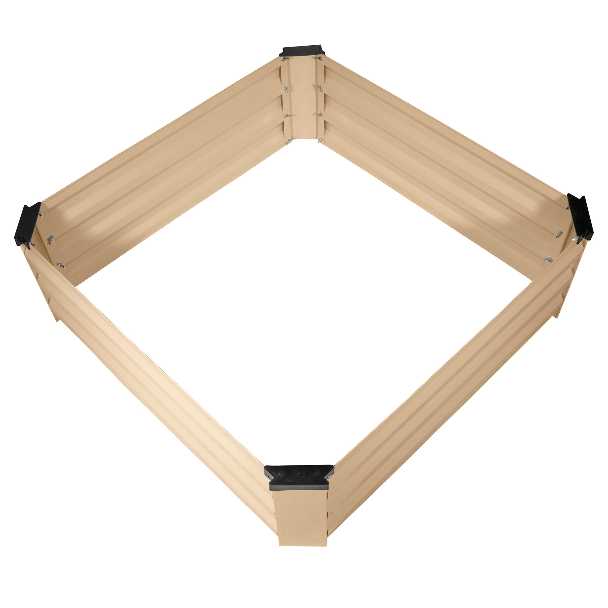 Garden Elements Metal Raised Garden Bed, Square, Beige