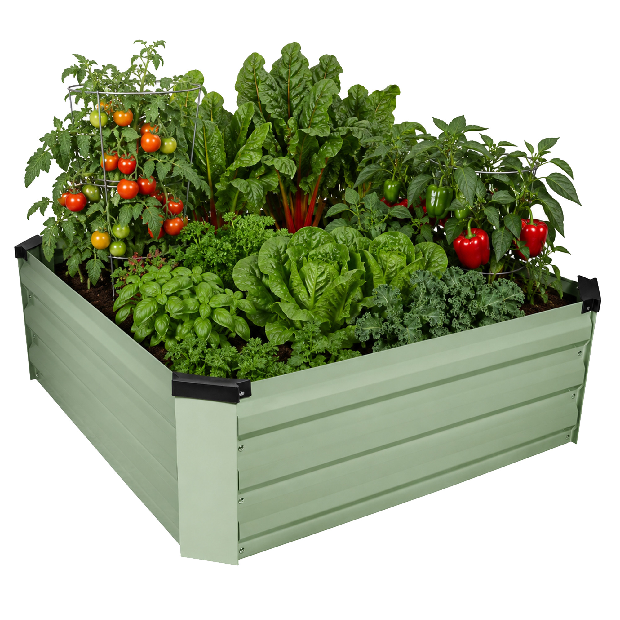 Garden Elements Metal Raised Garden Bed, Square, Light Green