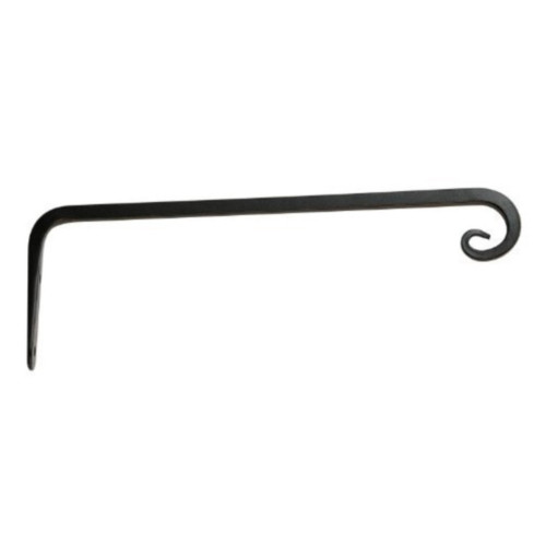 Hookery Black Powder-Coated Steel Straight Hanger Bracket with Down-turned Hook — 10"