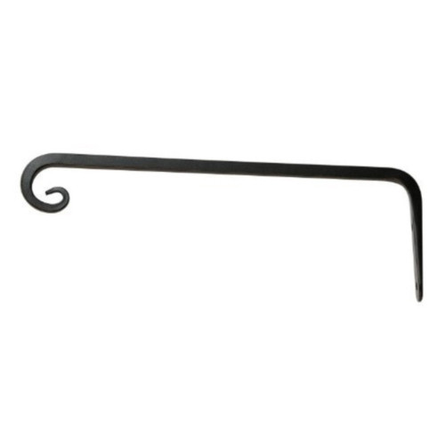 Hookery Black Powder-Coated Steel Straight Hanger Bracket with Down-turned Hook — 10"