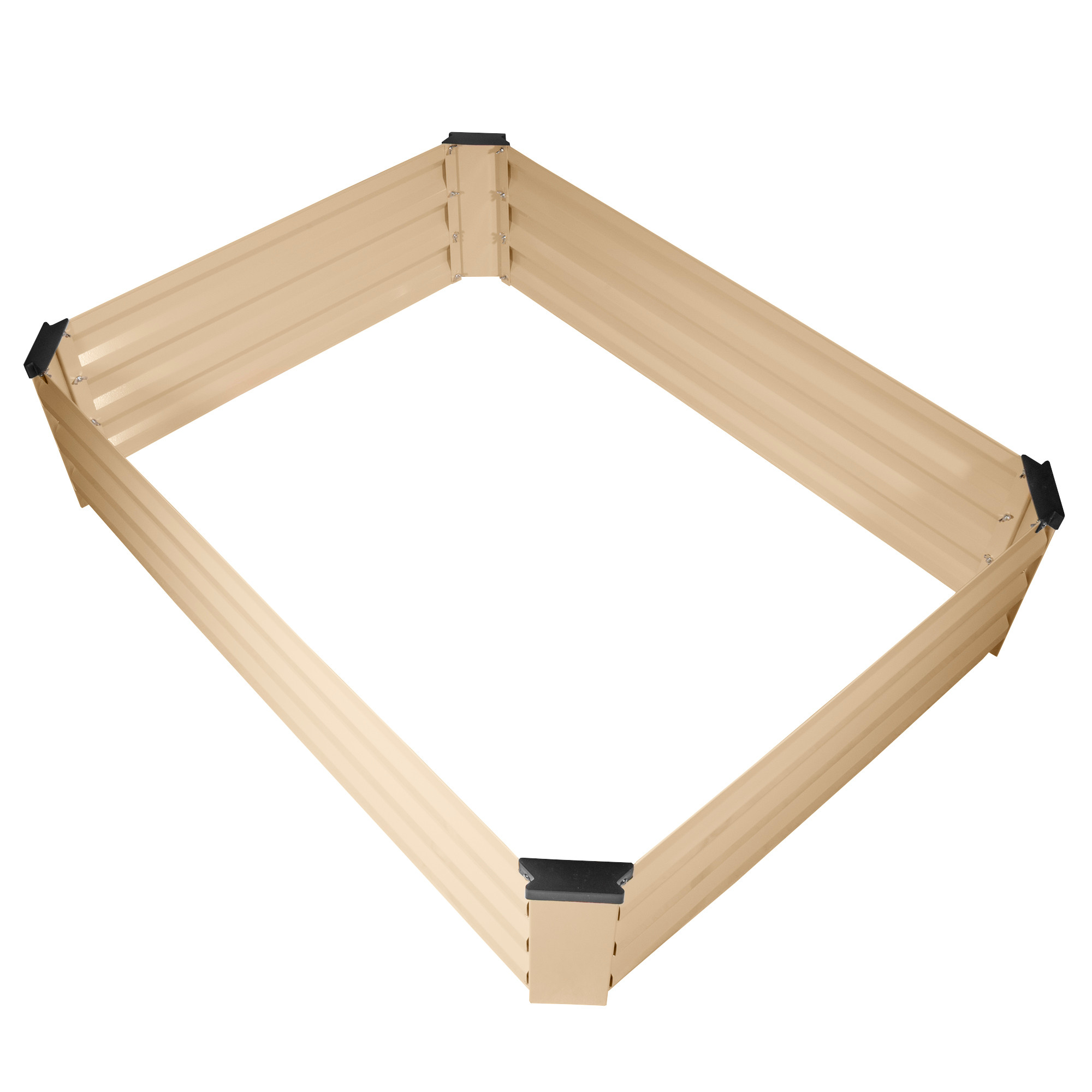 Garden Elements Metal Raised Garden Bed, Rectangle, Beige