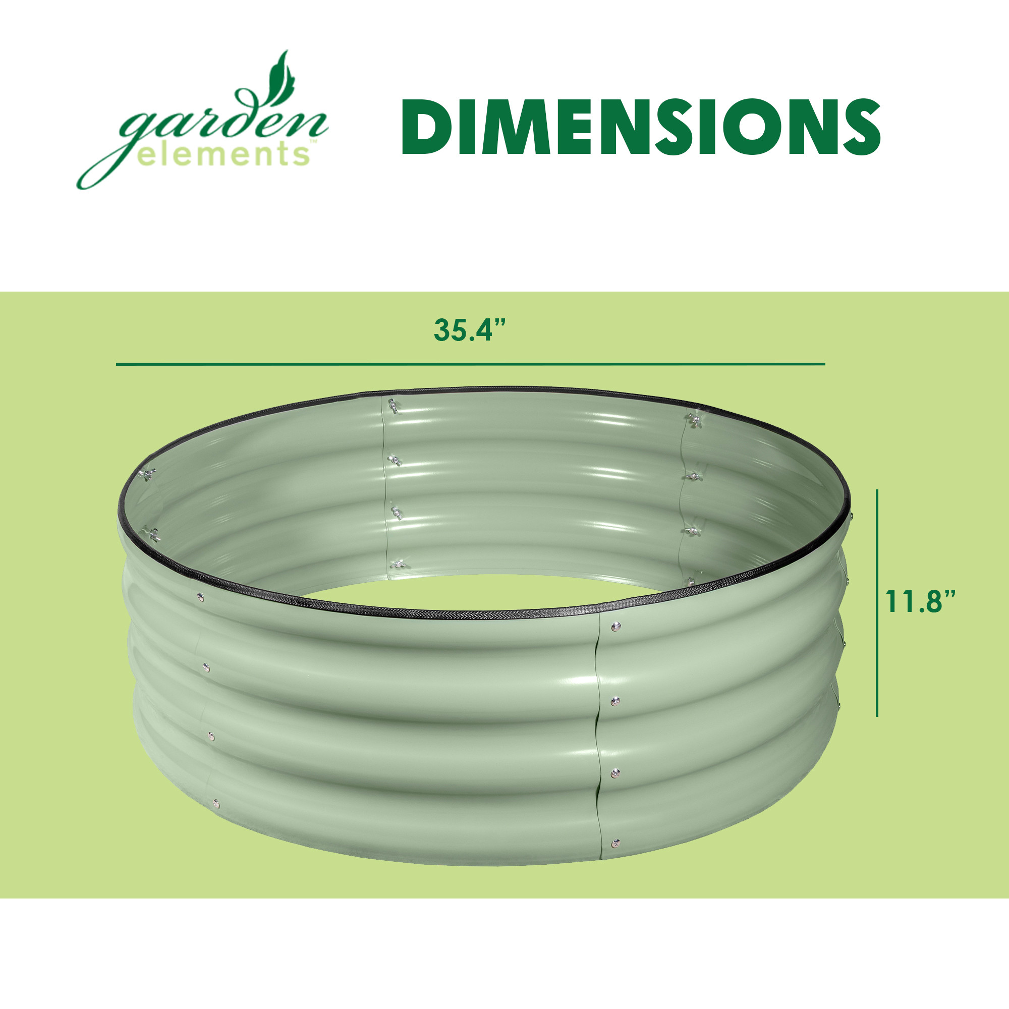 Garden Elements Metal Raised Garden Bed, Round, Light Green