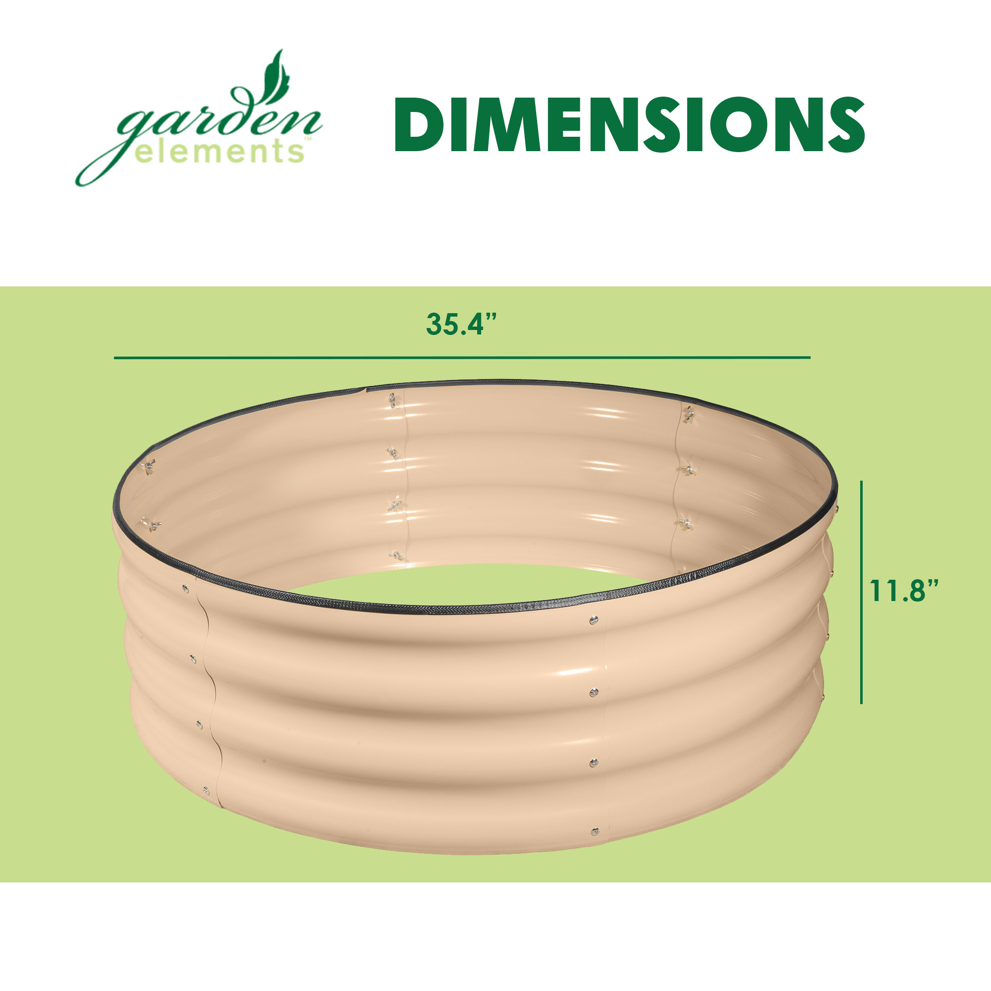 Garden Elements Metal Raised Garden Bed, Round, Beige