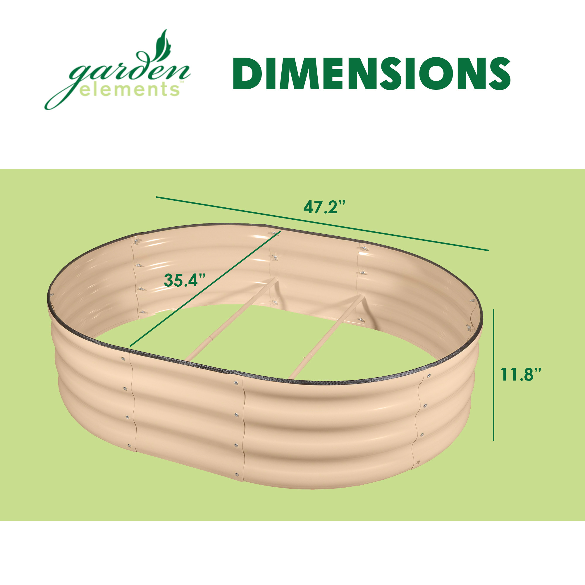 Garden Elements Metal Raised Garden Bed, Oval