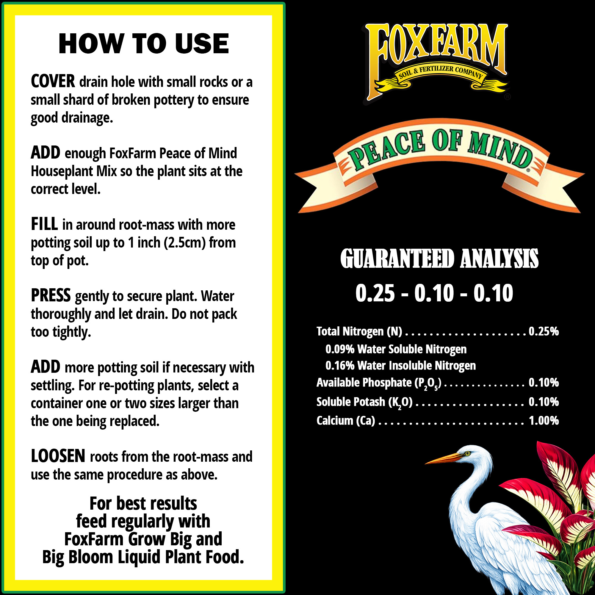 FoxFarm Peace of Mind Houseplant Mix, Ready-to-Use Potting Soil, 12qt