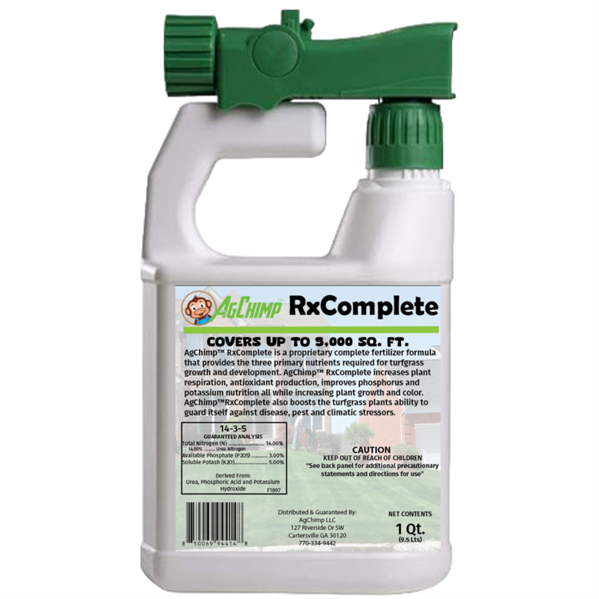 AgChimp RxComplete 14-3-5 Bio-Active Liquid Lawn Fertilizer, 1qt
