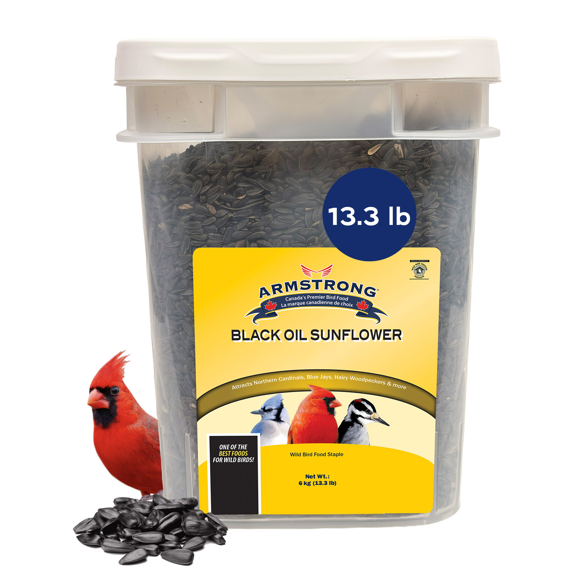 Armstrong Wild Bird Food Black Oil Sunflower Bird Seed, 13.23lb Pail