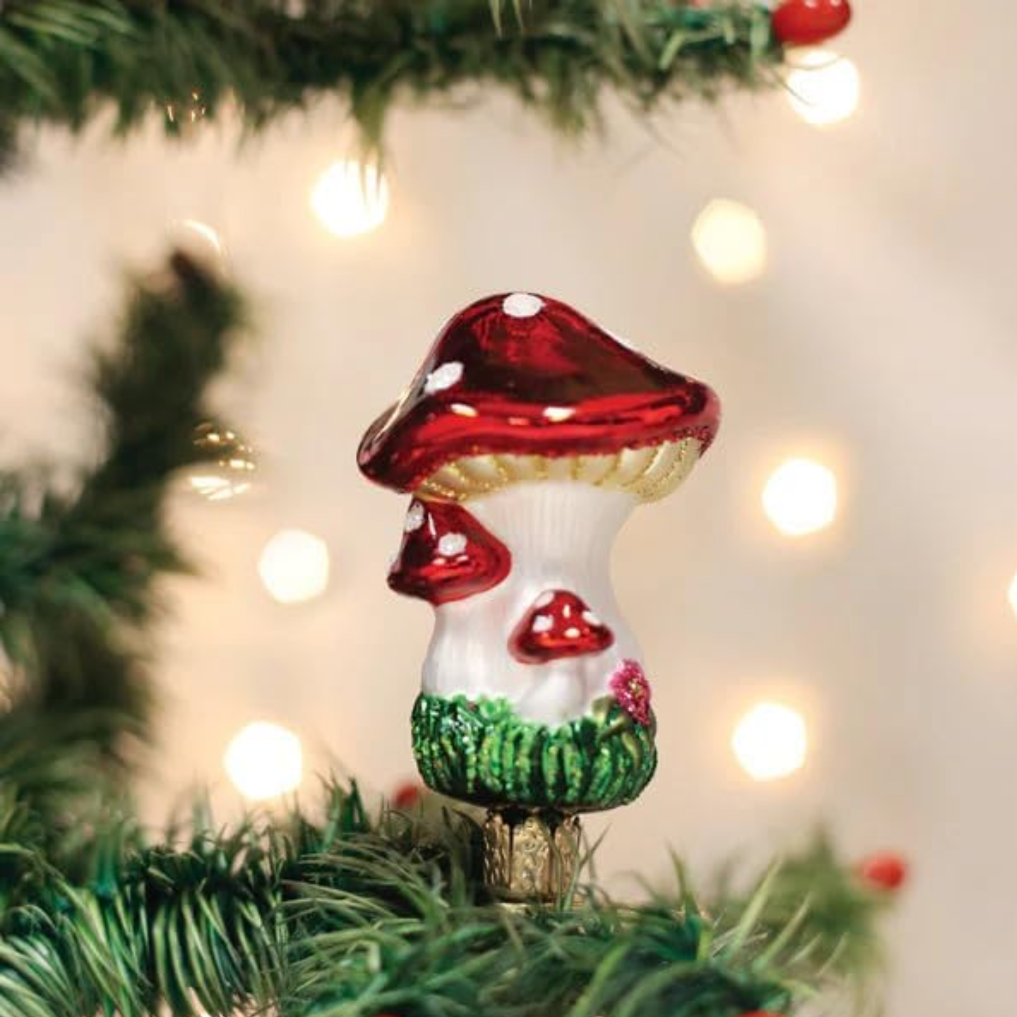 Old World Christmas Blown Glass Ornament for Christmas Tree, Clip-On Mushroom