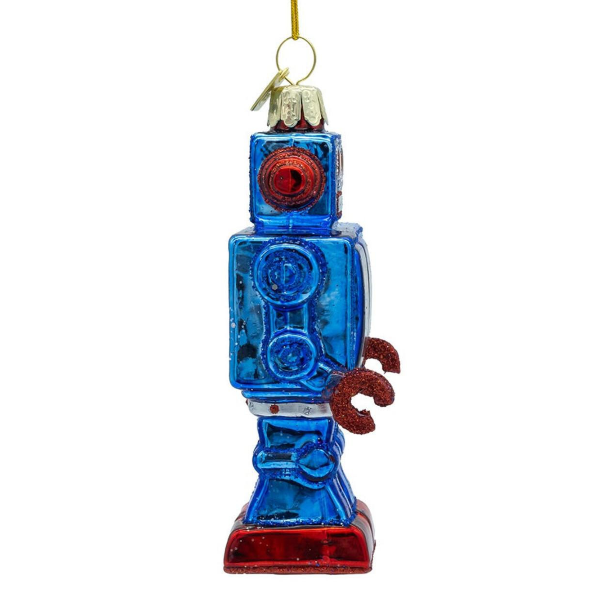 Kurt Adler Noble Gems Glass Vintage Robot Toy Ornament, 4in