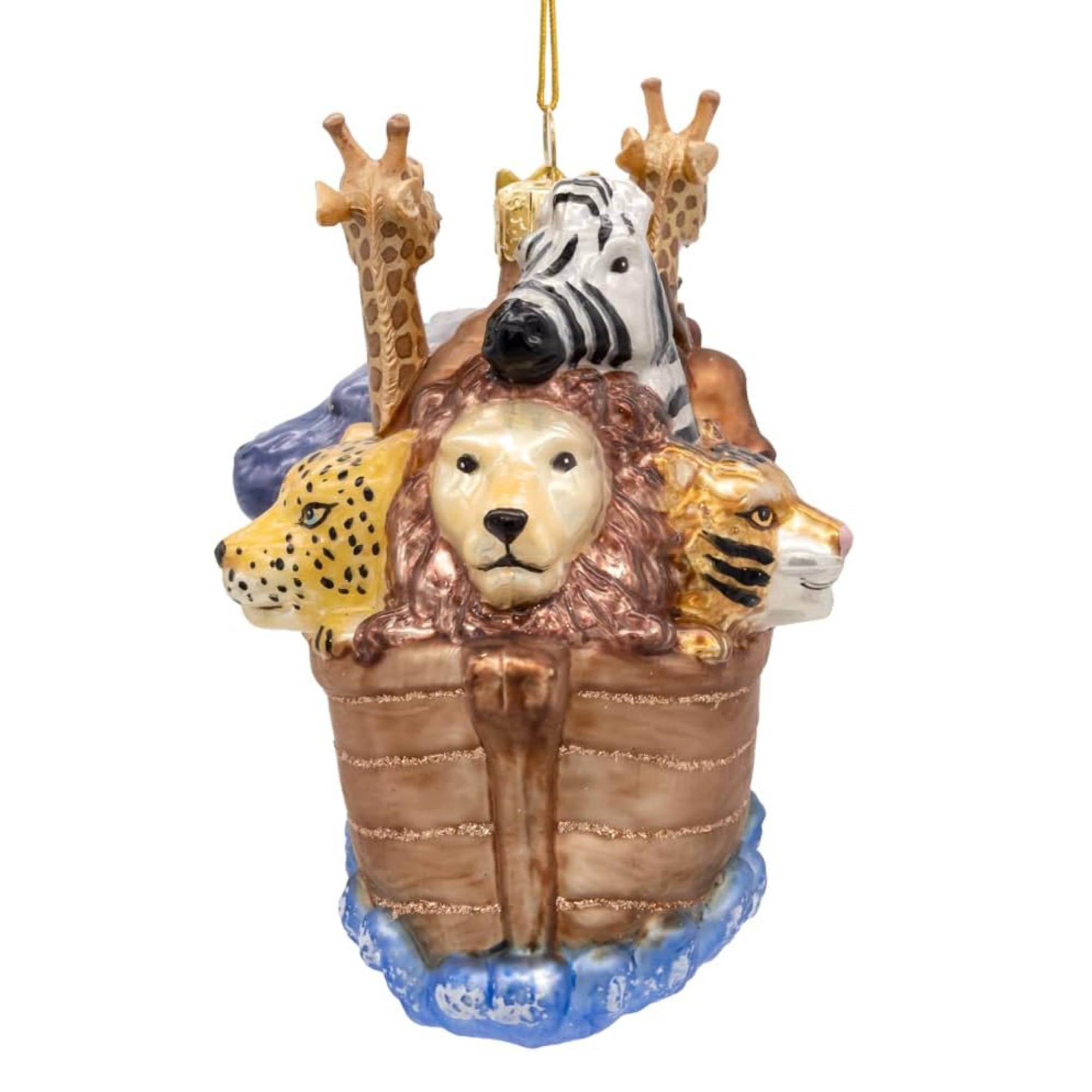 Kurt Adler Noble Gems Glass Noah's Ark Ornament, 4.4in