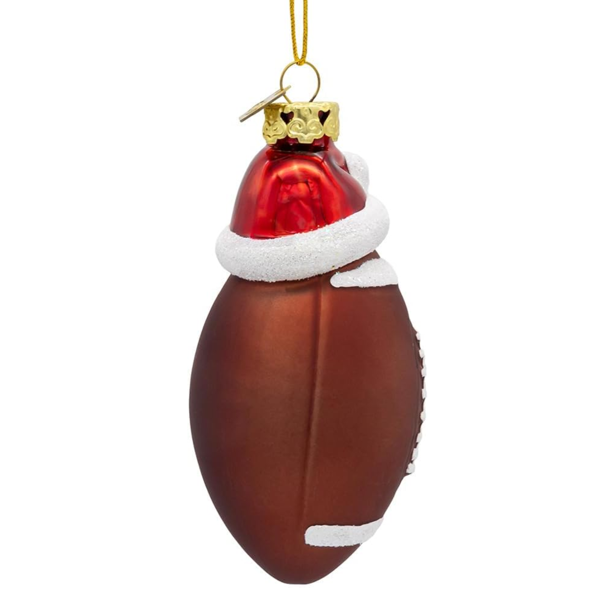 Kurt Adler Noble Gems Glass Football with Santa Hat Ornament, 3.5in