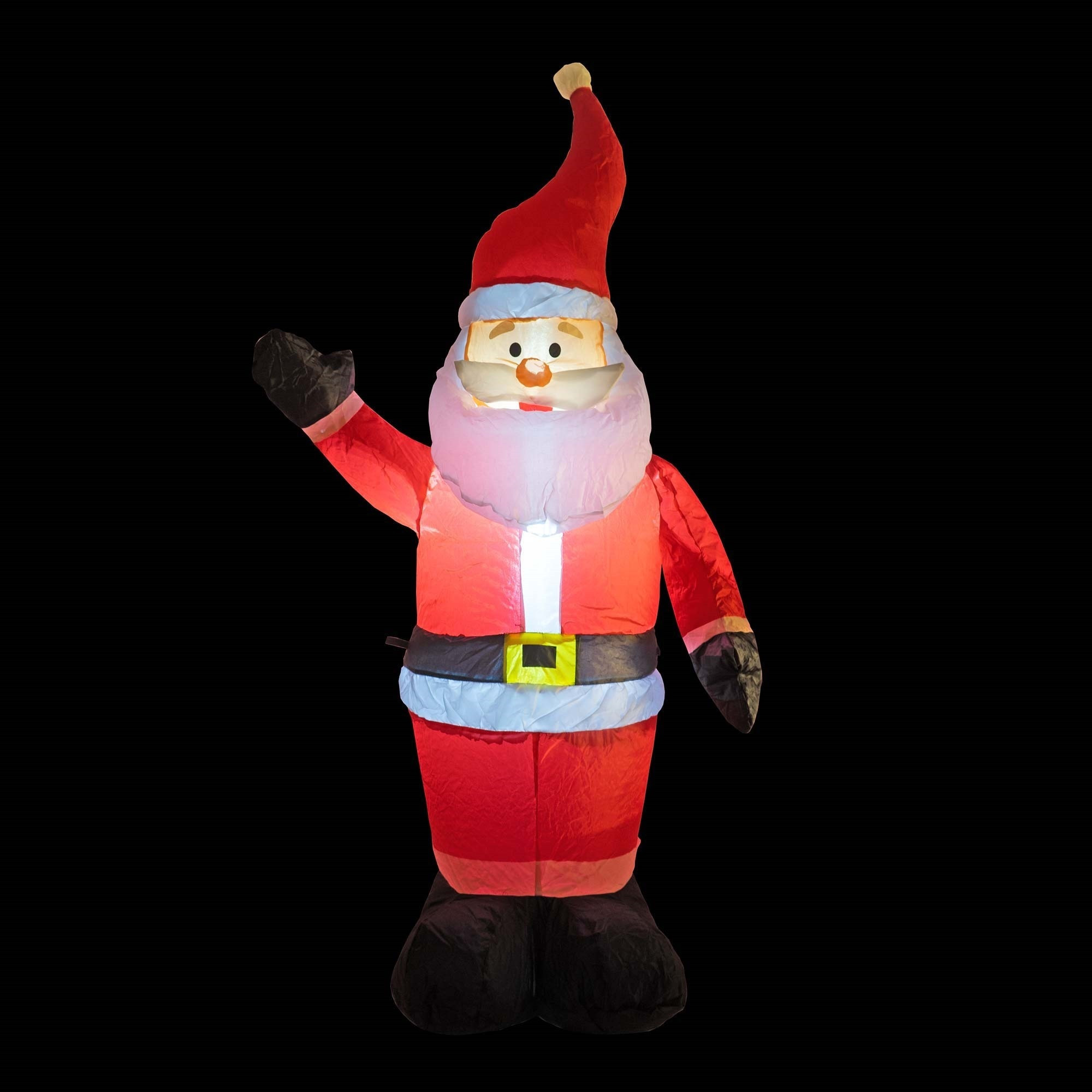 ProductWorks Candy Cane Lane Pre-Lit Inflatable Nylon Christmas Lawn Decoration, Santa