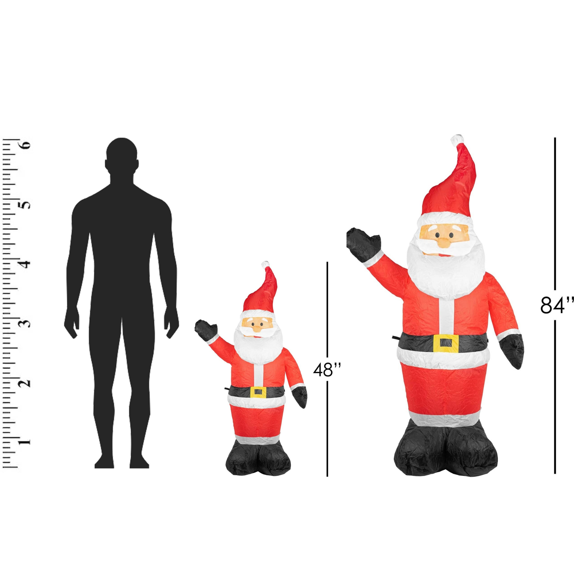 ProductWorks Candy Cane Lane Pre-Lit Inflatable Nylon Christmas Lawn Decoration, Santa