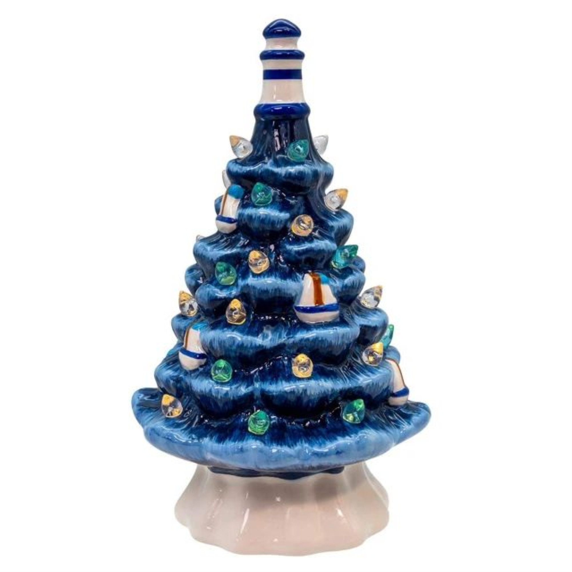Kurt Adler Battery-Operated Pre-Lit Coastal Christmas Tree Table Piece, 7"