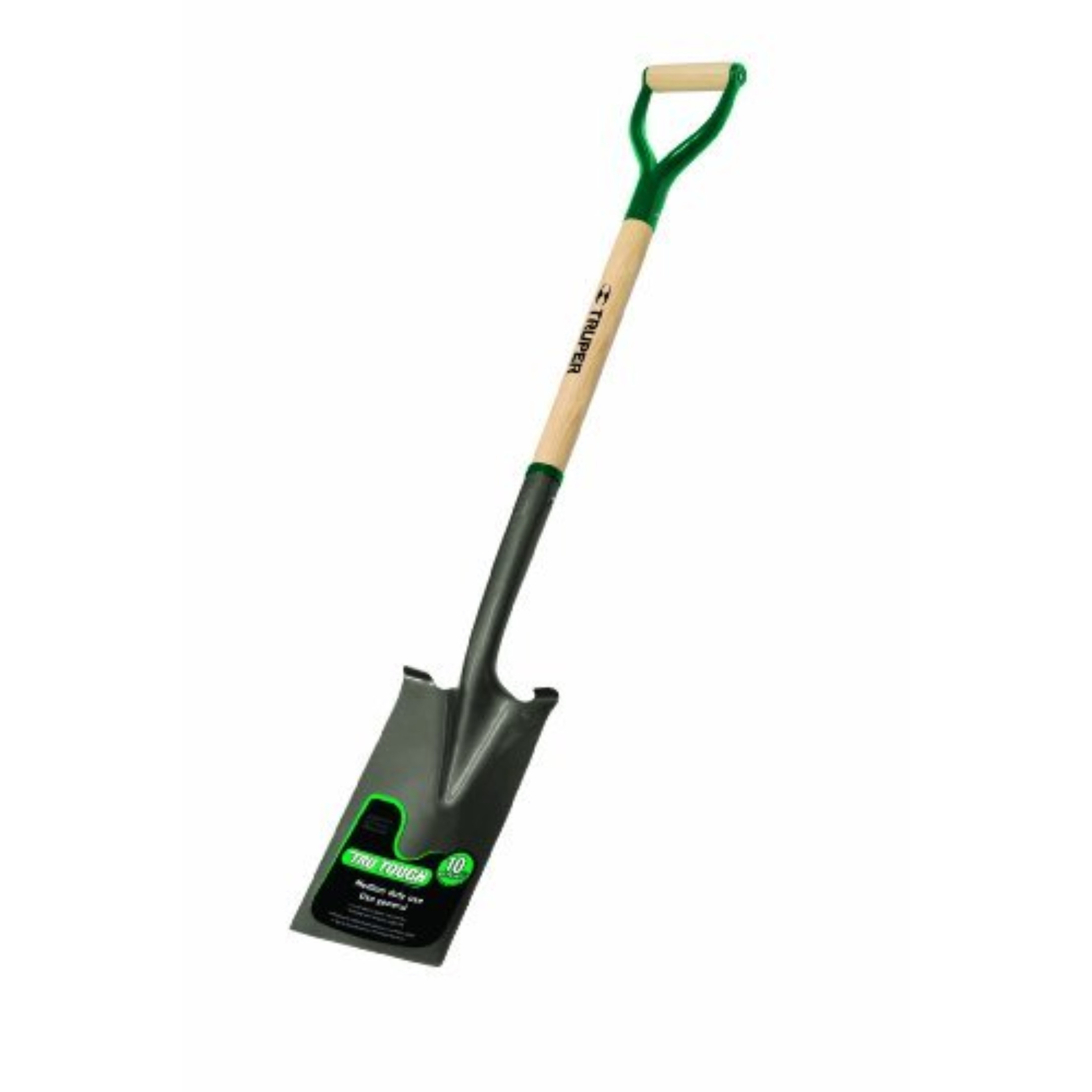 Truper Tru Tough D Handle Garden Spade, Square Point, 30" Hardwood and Steel Handle, 16 Gauge Blade