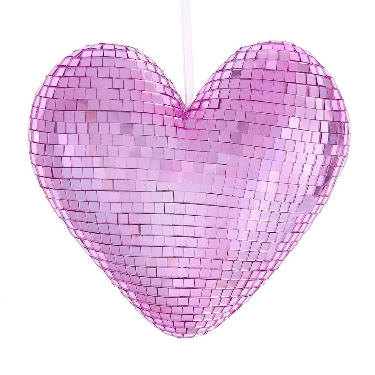 Kurt Adler Glass Christmas Ornament, Pink Mirror Heart, 6"