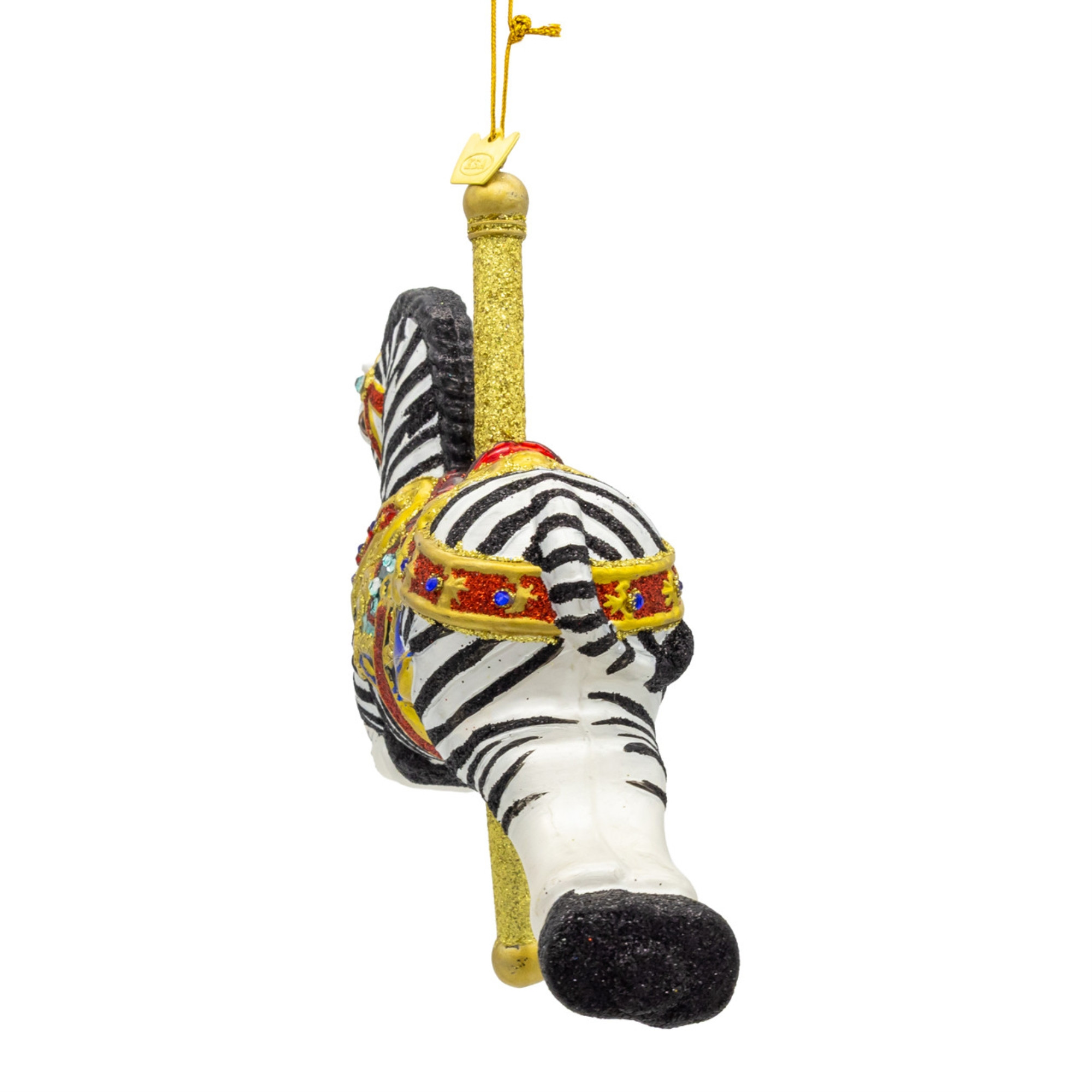 Kurt Adler Bellissimo Glass Collection Zebra Carousel Ornament, 6.5"