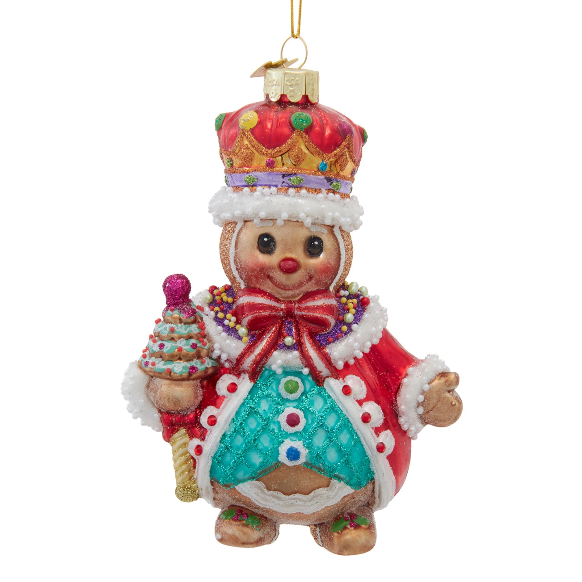 Kurt Adler Bellissimo Glass Collection, King Gingerbread Ornament, 5.5"