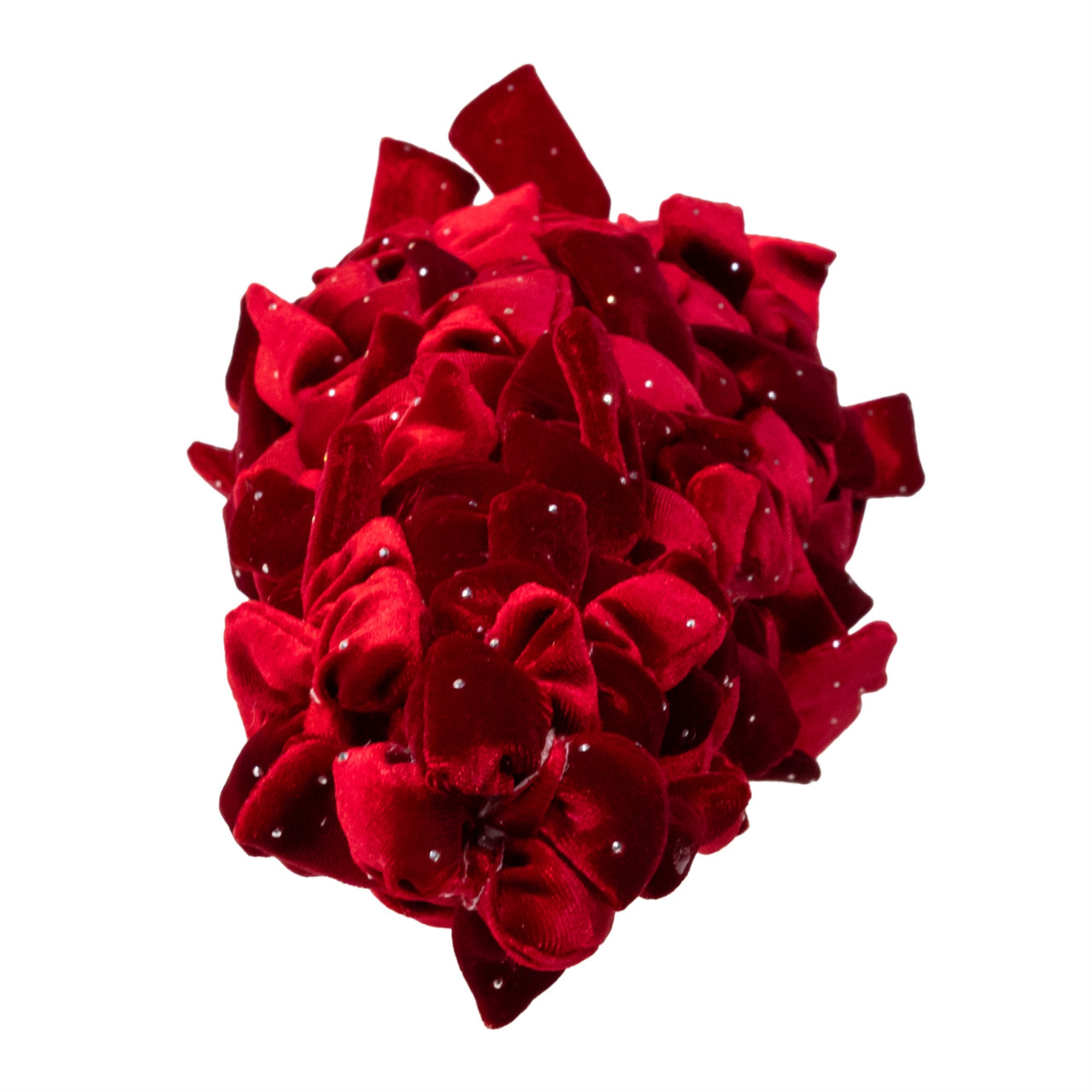 Kurt Adler Burgundy Bow Christmas Tree with Diamond Gemstones, 15.75"