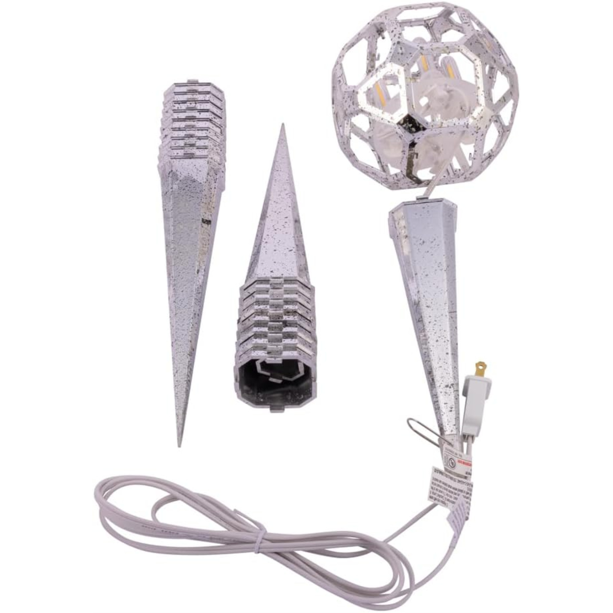 Kurt Adler Silver Crackle Moravian Star with Warm White LED Lighting, 24"