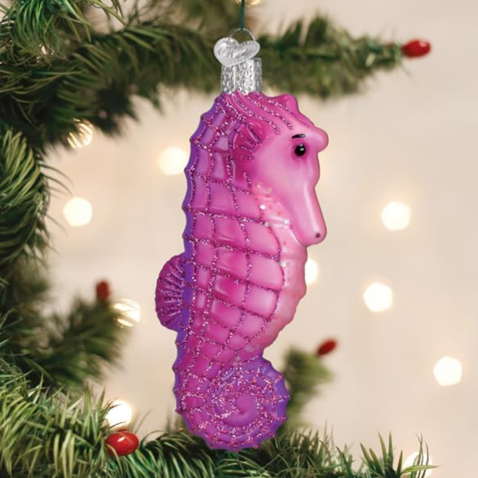 Old World Christmas Blown Glass Shimmering Seahorse Ornament
