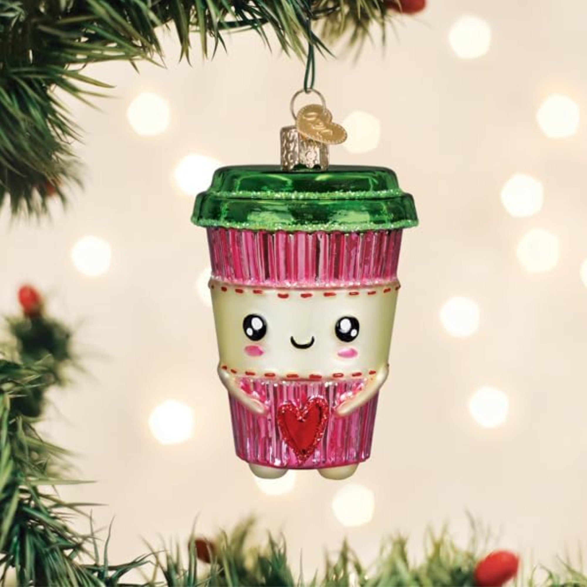 Old World Christmas Blown Glass Ornament Collection, Happy Coffee