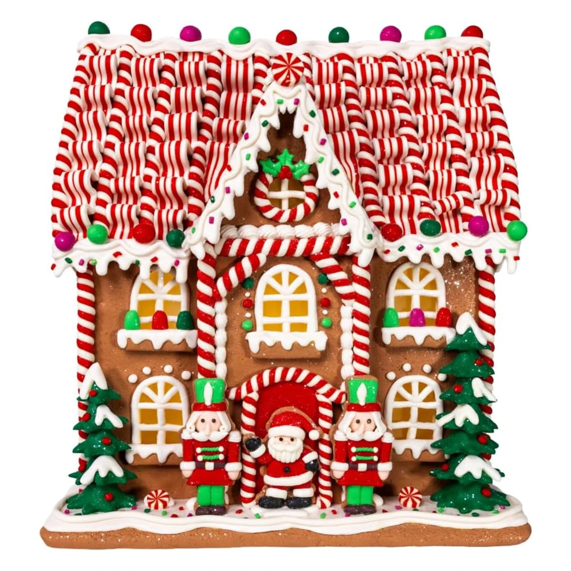 Kurt Adler Battery Operated Candy Stripe Gingerbread House, 15in